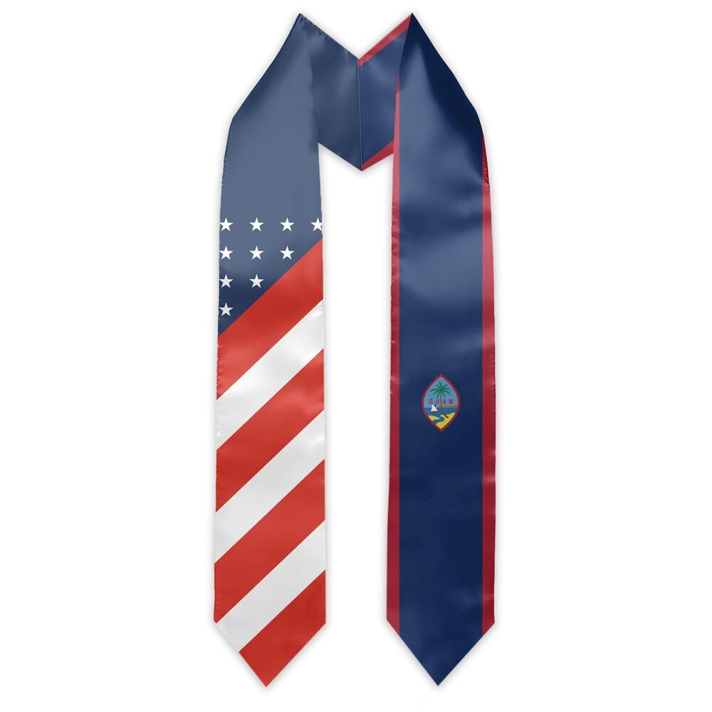 3123 Guam Flag and USA Country Flag Graduation Stole Graduation Sash Scarf